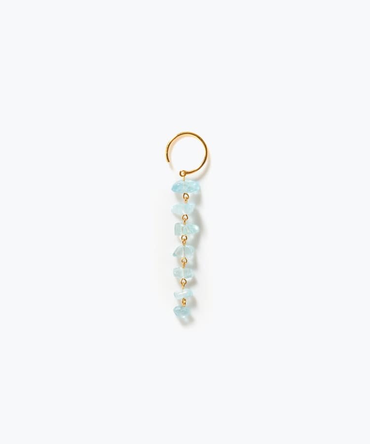 [eden] One of a kind rough aquamarine tear drops single pierced earring