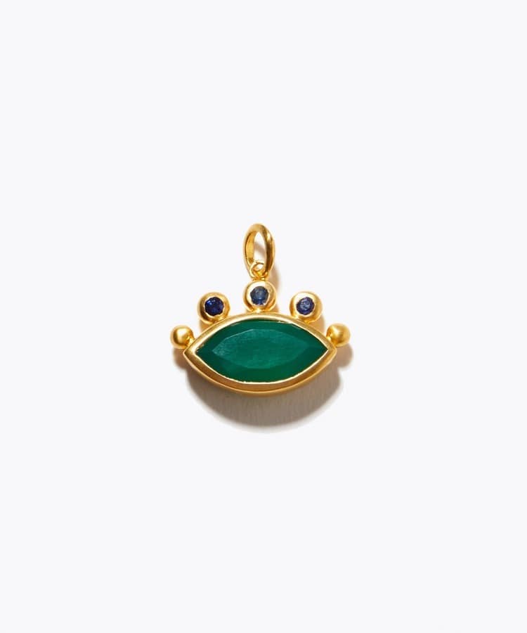 [ancient] green onyx bule sapphire charm