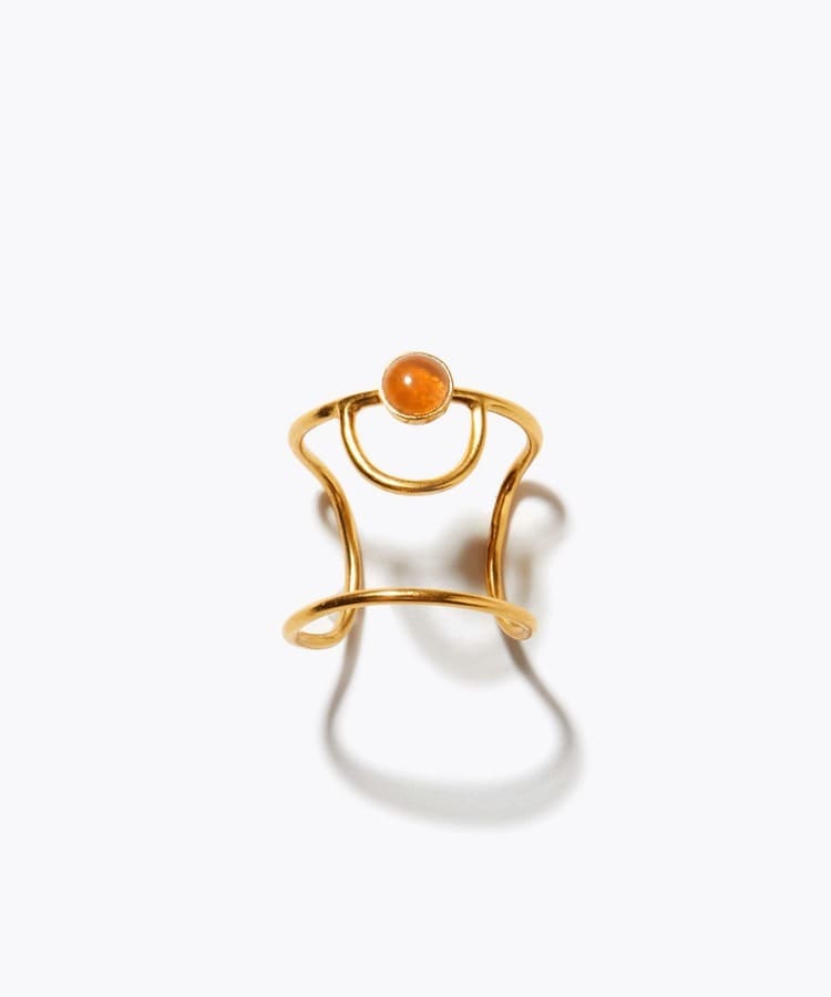 [eden] peach moon stone nail ring