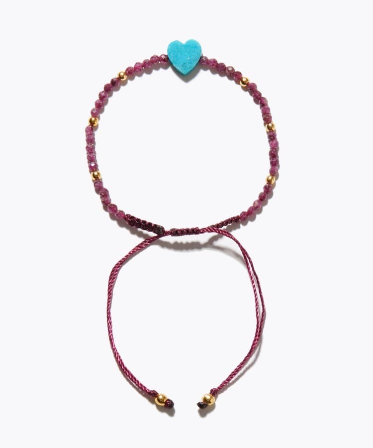 [I am donation] ruby heart turquoise bracelet