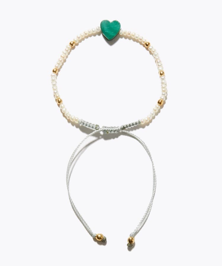 [I am donation] pearl heart malachite bracelet