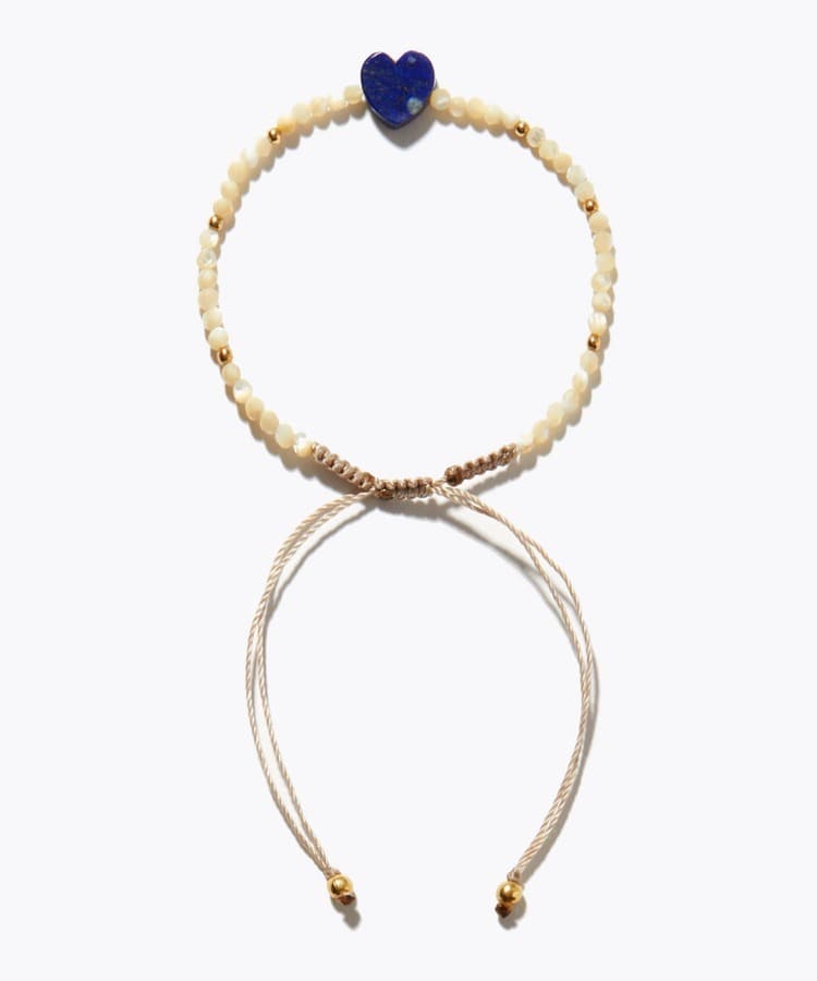 [I am donation] mother of pearl heart lapis lazuli bracelet