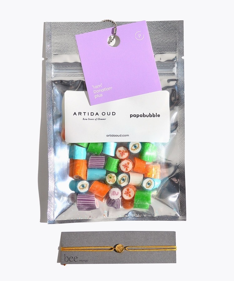 [I am donation] PAPABUBBLE×ARTIDA OUD bee honey cord bracelet